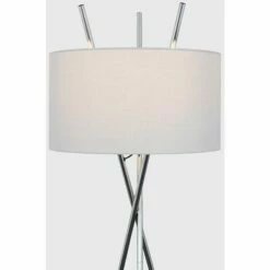 MINISUN Tripod Floor Lamp Crawford Standard Light In Chrome With Cylinder Lampshade - Cool Grey -MINISUN Shop 16796959 3