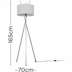 MINISUN Tripod Floor Lamp Crawford Standard Light In Chrome With Cylinder Lampshade - Cool Grey -MINISUN Shop 16796959 4