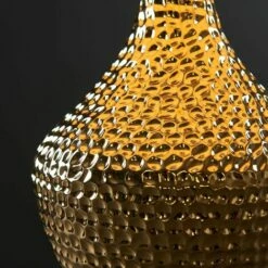 MINISUN Metallic Gold Indent Textured Ceramic Table Lamp Grey/Gold Drum Shade - No Bulb -MINISUN Shop 16823250 3