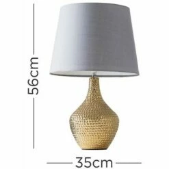 MINISUN Metallic Gold Indent Textured Ceramic Table Lamp - Grey - No Bulb -MINISUN Shop 16823259 4