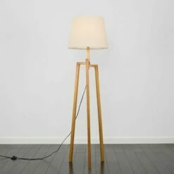 MINISUN Floor Lamp Augustus Natural Wood Tripod Floor Lamp With Aspen Shade - Beige 3 MINISUN Floor Lamp Augustus Natural Wood Tripod Floor Lamp With Aspen Shade - Beige -MINISUN Shop 16955347 2