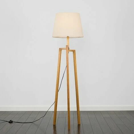MINISUN Floor Lamp Augustus Natural Wood Tripod Floor Lamp with Aspen Shade - Beige MINISUN Floor Lamp Augustus Natural Wood Tripod Floor Lamp With Aspen Shade - Beige -MINISUN Shop 16955347 2