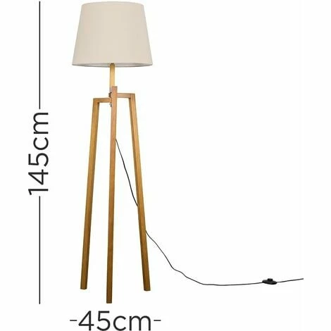 MINISUN Floor Lamp Augustus Natural Wood Tripod Floor Lamp with Aspen Shade - Beige MINISUN Floor Lamp Augustus Natural Wood Tripod Floor Lamp With Aspen Shade - Beige -MINISUN Shop 16955347 4