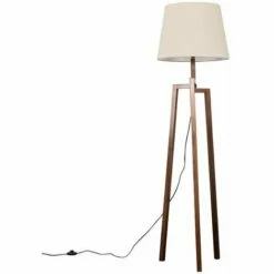 MINISUN Floor Lamp Augustus Dark Wood Tripod Floor Lamp With Aspen Shade - Beige