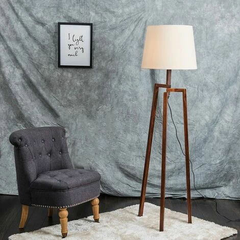 MINISUN Floor Lamp Augustus Dark Wood Tripod Floor Lamp with Aspen Shade - Beige MINISUN Floor Lamp Augustus Dark Wood Tripod Floor Lamp With Aspen Shade - Beige -MINISUN Shop 16968894 3