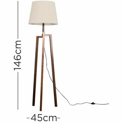 MINISUN Floor Lamp Augustus Dark Wood Tripod Floor Lamp with Aspen Shade - Beige MINISUN Floor Lamp Augustus Dark Wood Tripod Floor Lamp With Aspen Shade - Beige -MINISUN Shop 16968894 4
