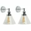 MINISUN 2 X 21033 Lloyd Chrome WL W/Conical GLS Shade+2 X 20696 4W E27 -MINISUN Shop 19938885 1
