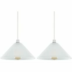 MINISUN 2 X White Frosted Glass Tapered Dome Ceiling Light Shades - No Bulbs