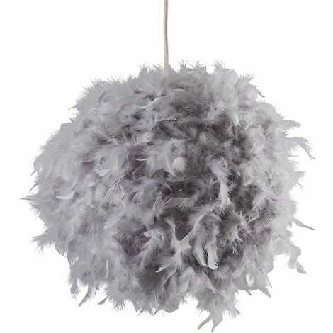 MINISUN Uriel Feather Ball Ceiling Pendant Light Shade - Grey - No Bulb MINISUN Uriel Feather Ball Ceiling Pendant Light Shade - Grey - No Bulb -MINISUN Shop 23357022 1