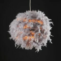 MINISUN Uriel Feather Ball Ceiling Pendant Light Shade - Grey - No Bulb 3 MINISUN Uriel Feather Ball Ceiling Pendant Light Shade - Grey - No Bulb -MINISUN Shop 23357022 2