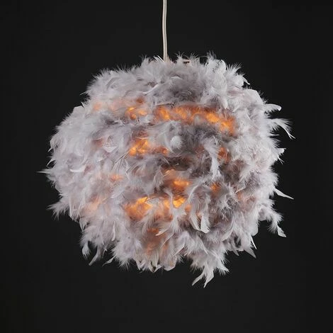 MINISUN Uriel Feather Ball Ceiling Pendant Light Shade - Grey - No Bulb MINISUN Uriel Feather Ball Ceiling Pendant Light Shade - Grey - No Bulb -MINISUN Shop 23357022 2