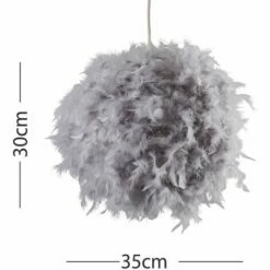 MINISUN Uriel Feather Ball Ceiling Pendant Light Shade - Grey - No Bulb 5 MINISUN Uriel Feather Ball Ceiling Pendant Light Shade - Grey - No Bulb -MINISUN Shop 23357022 4