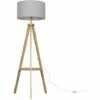 MINISUN Tripod Shelf Floor Lamp In Light Wood With Large Drum Shade - Cool Grey 2 MINISUN Tripod Shelf Floor Lamp In Light Wood With Large Drum Shade - Cool Grey -MINISUN Shop 23437435 1