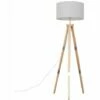 MINISUN 151cm Floor Lamp Wooden Tripod In Light Wood With Drum Shade - Cool Grey -MINISUN Shop 23437437 1