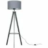 MINISUN Tripod Shelf Floor Lamp In Grey With Large Drum Shade - Grey & Chrome - No Bulb -MINISUN Shop 23560464 1