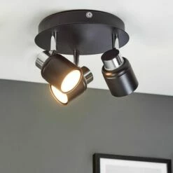MINISUN IP44 3 Way Round Plate Spotlight In Chrome And Black - No Bulbs -MINISUN Shop 24402477 3