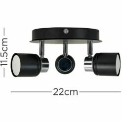 MINISUN IP44 3 Way Round Plate Spotlight In Chrome And Black - No Bulbs -MINISUN Shop 24402477 4