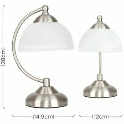 MINISUN 2 X Stamford Crescent Table Lamp With Glass Shade - Brushed Chrome - No Bulb -MINISUN Shop 24402502 4