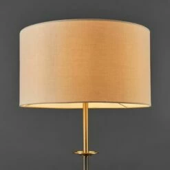 MiniSun Antique Brass Floor Lamp With Fabric Lampshade - Beige -MINISUN Shop 24962242 3