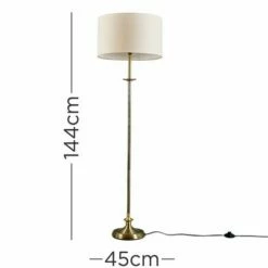 MiniSun Antique Brass Floor Lamp With Fabric Lampshade - Beige -MINISUN Shop 24962242 4