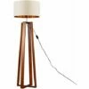 MINISUN Beltan 4 Leg Floor Lamp In Dark Wood With Reni Shade - Beige & Gold - No Bulb -MINISUN Shop 26800753 1