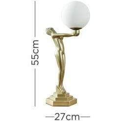 MINISUN Pair Of Woman Holding Globe Table Lamps Gold Painted Art Deco - No Bulbs -MINISUN Shop 30087384 4