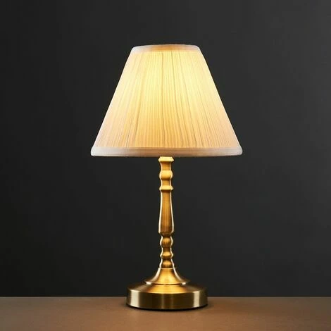 MINISUN Traditional Antique Brass Touch Table Lamp White Pleated Shade - Add LED Bulb MINISUN Traditional Antique Brass Touch Table Lamp White Pleated Shade - Add LED Bulb -MINISUN Shop 30155250 2