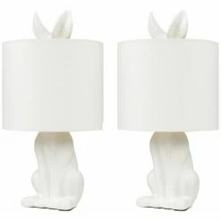 MINISUN 2 X Lepus White Hare Table Lamps - White - No Bulb