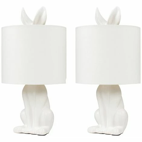 MINISUN 2 x Lepus White Hare Table Lamps - White - No Bulb MINISUN 2 X Lepus White Hare Table Lamps - White - No Bulb -MINISUN Shop 30773540 1