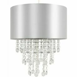 MINISUN Jesmond Grey Pendant Shade With Clear Droplets + LED Bulb