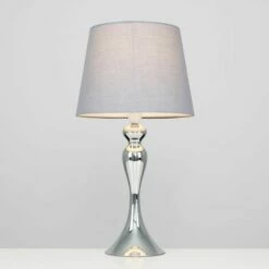 MINISUN Touch Table Lamp In Chrome With Aspen Shade - Grey - No Bulb 3 MINISUN Touch Table Lamp In Chrome With Aspen Shade - Grey - No Bulb -MINISUN Shop 31589949 2