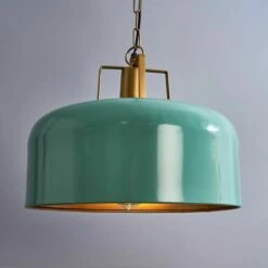 MINISUN Metal Domed Ceiling Light Fitting - Green & Gold -MINISUN Shop 32529291 3