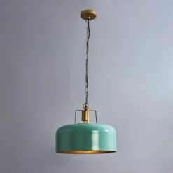 MINISUN Metal Domed Ceiling Light Fitting - Green & Gold -MINISUN Shop 33040077 2