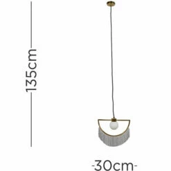 MINISUN Metal Ceiling Light With Tassels + 3W LED G9 Bulb - Grey -MINISUN Shop 35409557 4