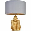 MINISUN Gorilla Gold Table Lamp With Drum Shade - Warm Grey & Gold - No Bulb -MINISUN Shop 36204737 1