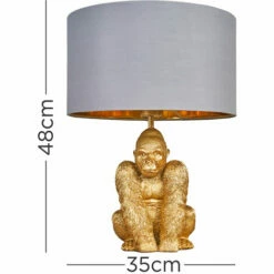MINISUN Gorilla Gold Table Lamp With Drum Shade - Warm Grey & Gold - No Bulb -MINISUN Shop 36204737 4