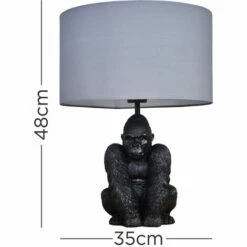 MINISUN Gorilla Black Table Lamp With Drum Shade - Dark Grey - No Bulb -MINISUN Shop 36204753 4