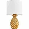 MINISUN Contemporary Pineapple Design Table Lamp In A Gold Effect Finish With A White Cylinder Shade - Complete With A 4w LED Bulb 3000K Warm White -MINISUN Shop 38437045 1