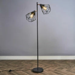 MINISUN Retro Style Black & Chopper 2 Way Steampunk Inspired Floor Lamp - Complete With 4w LED Filament Amber Tinted Light Bulbs 2700K Warm White -MINISUN Shop 38437051 2