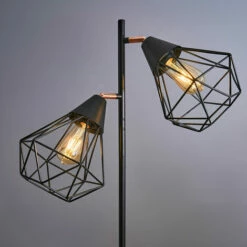 MINISUN Retro Style Black & Chopper 2 Way Steampunk Inspired Floor Lamp - Complete With 4w LED Filament Amber Tinted Light Bulbs 2700K Warm White -MINISUN Shop 38437051 3