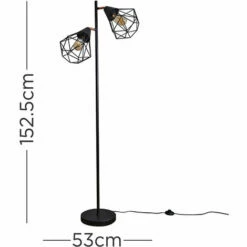 MINISUN Retro Style Black & Chopper 2 Way Steampunk Inspired Floor Lamp - Complete With 4w LED Filament Amber Tinted Light Bulbs 2700K Warm White -MINISUN Shop 38437051 4