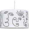 MINISUN Large White Artistic Portrait Design Cylinder Ceiling Pendant/Table Lamp Drum Light Shade - Complete With A 10w LED Bulb 3000K Warm White -MINISUN Shop 38437076 1