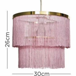 MINISUN Tassel Ceiling Pendant Lightshade - Pink - Including LED Bulb -MINISUN Shop 38437078 4