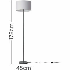 MINISUN Stem Floor Lamp In Grey With Large Drum Shade - Grey -MINISUN Shop 38437082 4