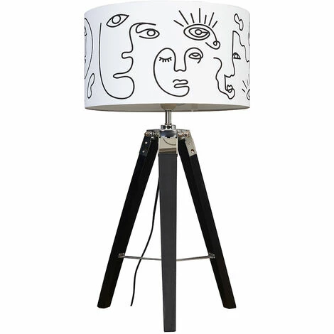 MINISUN Clipper Tripod Table Lamp in Black With Large Drum Shade - Add LED Bulb MINISUN Clipper Tripod Table Lamp In Black With Large Drum Shade - Add LED Bulb -MINISUN Shop 38437090 1