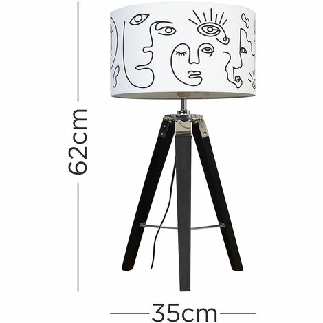 MINISUN Clipper Tripod Table Lamp in Black With Large Drum Shade - Add LED Bulb MINISUN Clipper Tripod Table Lamp In Black With Large Drum Shade - Add LED Bulb -MINISUN Shop 38437090 3