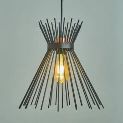 MINISUN Matt Black Ceiling Light Fitting + Metal Tapered Shade - No Bulb -MINISUN Shop 39437445 3