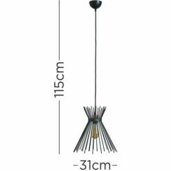 MINISUN Matt Black Ceiling Light Fitting + Metal Tapered Shade - No Bulb -MINISUN Shop 39437445 4