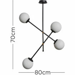 MINISUN 4 Way Cross Over Ceiling Light Fitting + Glass Globe Shades - No Bulbs -MINISUN Shop 39767883 4