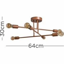 MINISUN 6 Way Copper Metal Ceiling Light Fitting - No Bulbs 5 MINISUN 6 Way Copper Metal Ceiling Light Fitting - No Bulbs -MINISUN Shop 39768057 4